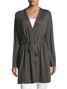Eileen Fisher Tencel Organic Cotton Silk Simple Long Cardigan
